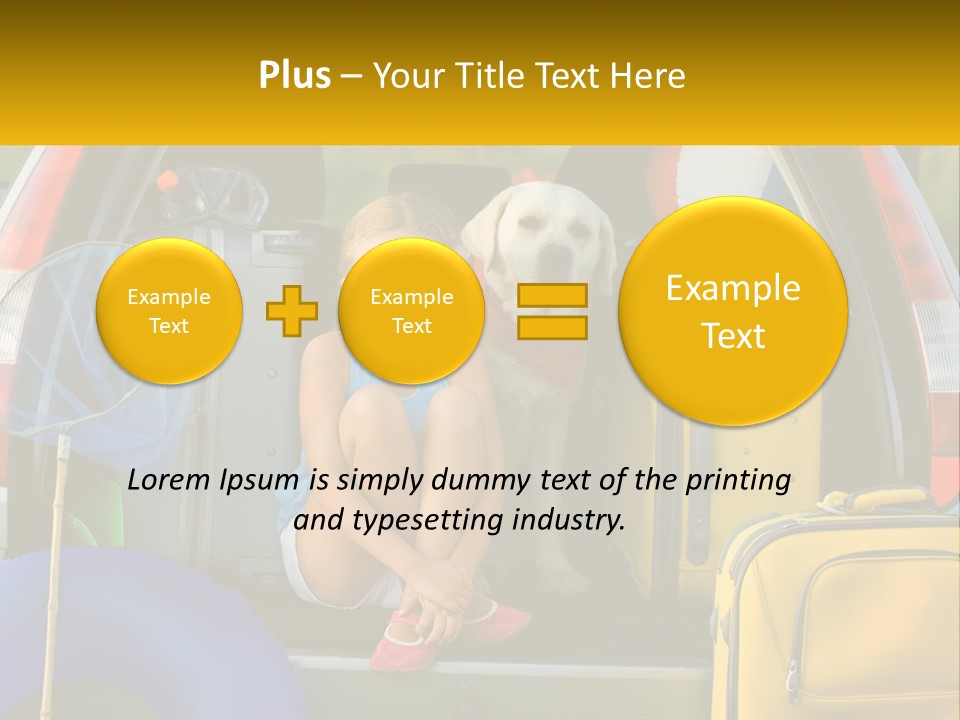 A Little Girl Sitting In The Back Of A Car With A Dog PowerPoint Template