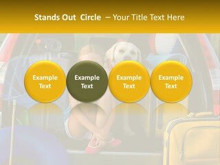 A Little Girl Sitting In The Back Of A Car With A Dog PowerPoint Template