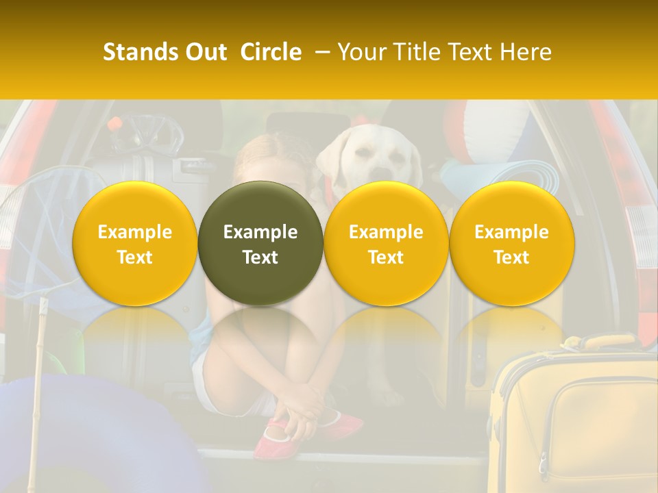 A Little Girl Sitting In The Back Of A Car With A Dog PowerPoint Template