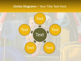 A Little Girl Sitting In The Back Of A Car With A Dog PowerPoint Template