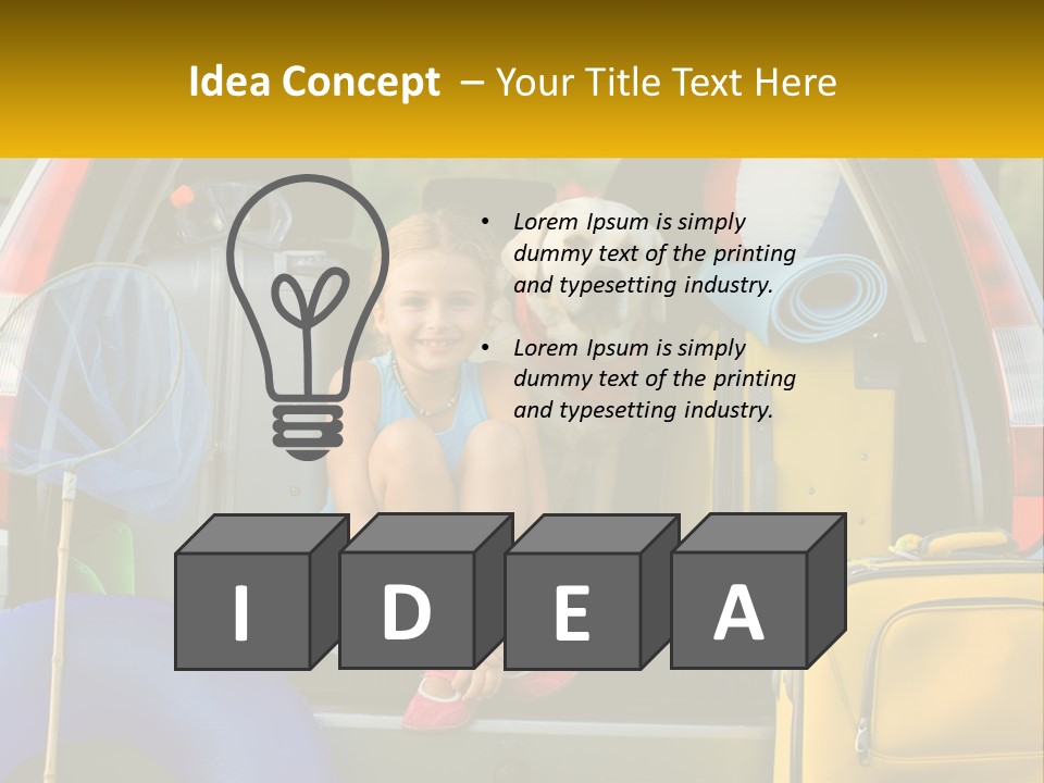 A Little Girl Sitting In The Back Of A Car With A Dog PowerPoint Template