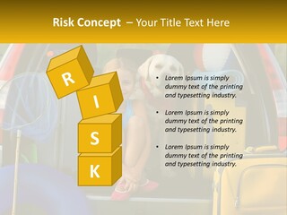 A Little Girl Sitting In The Back Of A Car With A Dog PowerPoint Template