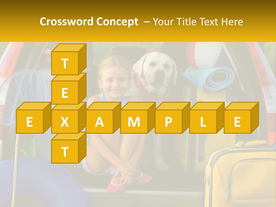 A Little Girl Sitting In The Back Of A Car With A Dog PowerPoint Template