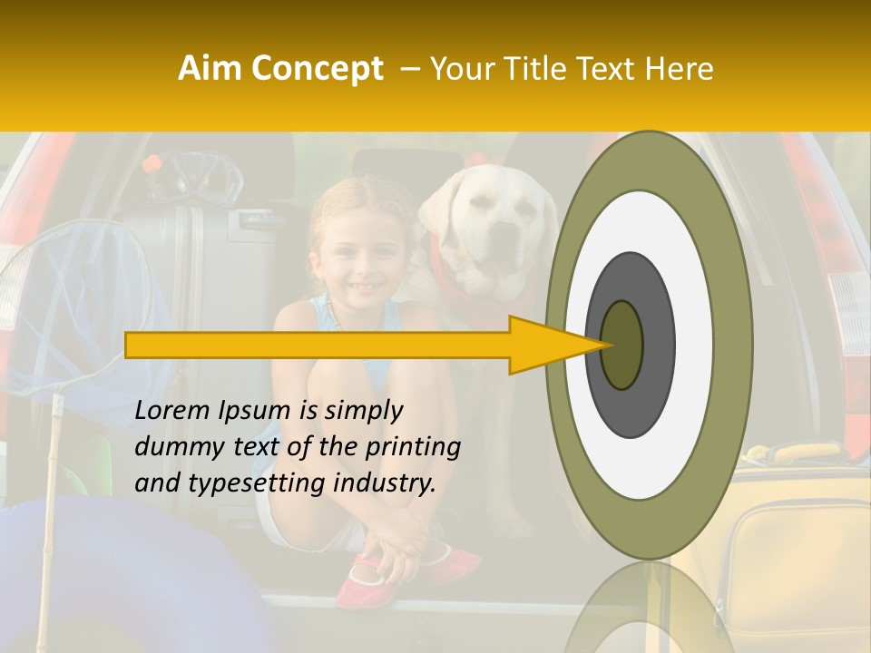 A Little Girl Sitting In The Back Of A Car With A Dog PowerPoint Template