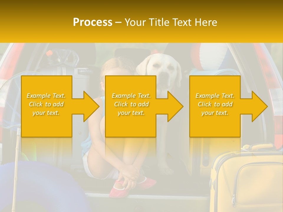 A Little Girl Sitting In The Back Of A Car With A Dog PowerPoint Template