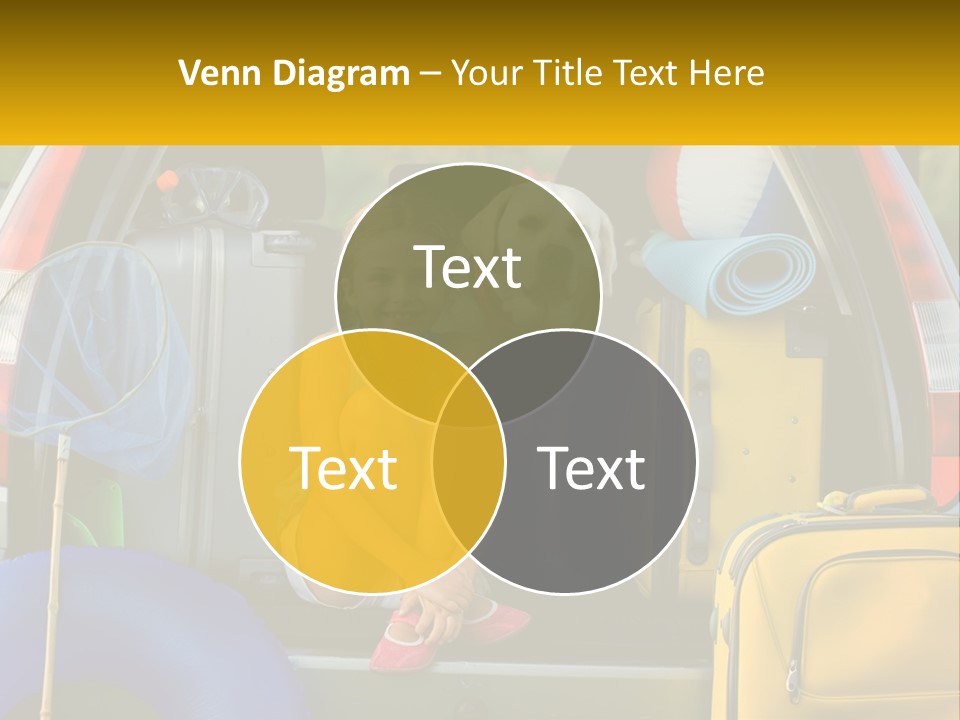 A Little Girl Sitting In The Back Of A Car With A Dog PowerPoint Template