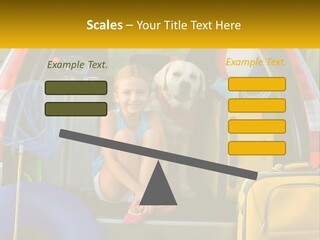 A Little Girl Sitting In The Back Of A Car With A Dog PowerPoint Template