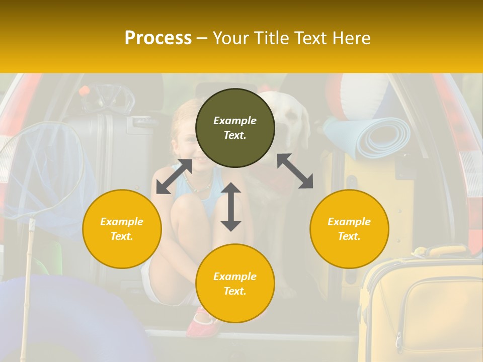 A Little Girl Sitting In The Back Of A Car With A Dog PowerPoint Template