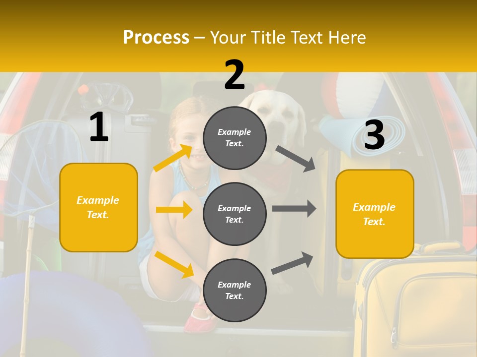 A Little Girl Sitting In The Back Of A Car With A Dog PowerPoint Template