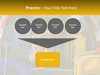 A Little Girl Sitting In The Back Of A Car With A Dog PowerPoint Template