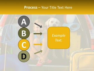 A Little Girl Sitting In The Back Of A Car With A Dog PowerPoint Template