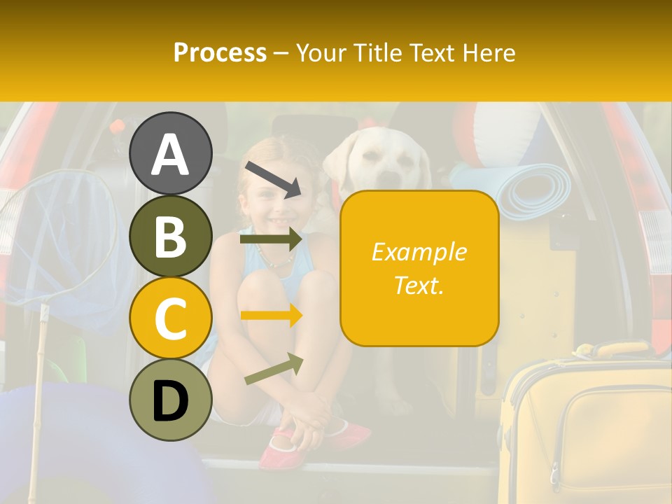 A Little Girl Sitting In The Back Of A Car With A Dog PowerPoint Template