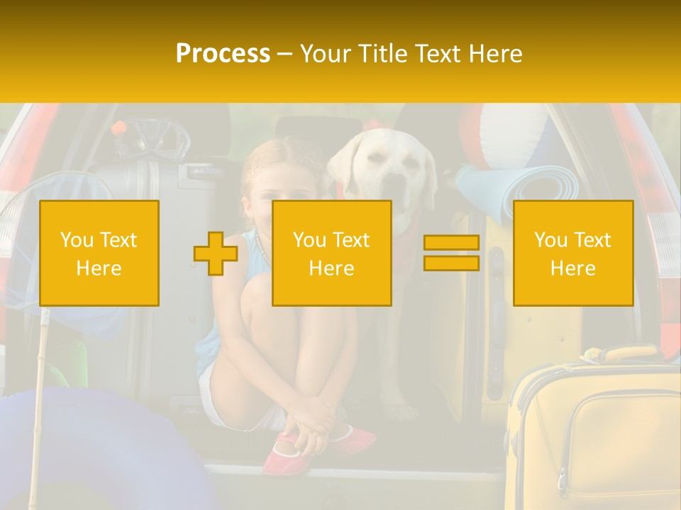 A Little Girl Sitting In The Back Of A Car With A Dog PowerPoint Template