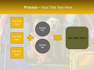 A Little Girl Sitting In The Back Of A Car With A Dog PowerPoint Template
