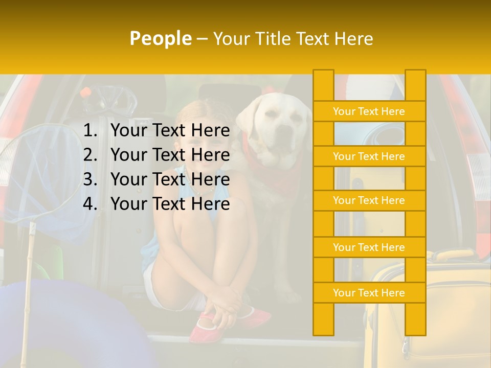 A Little Girl Sitting In The Back Of A Car With A Dog PowerPoint Template