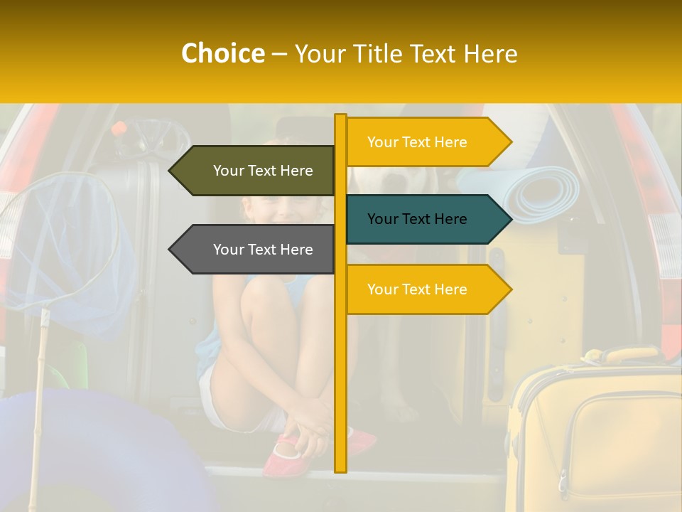 A Little Girl Sitting In The Back Of A Car With A Dog PowerPoint Template