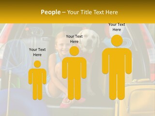 A Little Girl Sitting In The Back Of A Car With A Dog PowerPoint Template