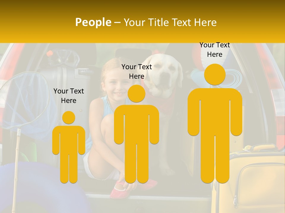 A Little Girl Sitting In The Back Of A Car With A Dog PowerPoint Template