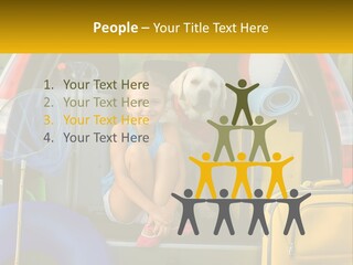 A Little Girl Sitting In The Back Of A Car With A Dog PowerPoint Template