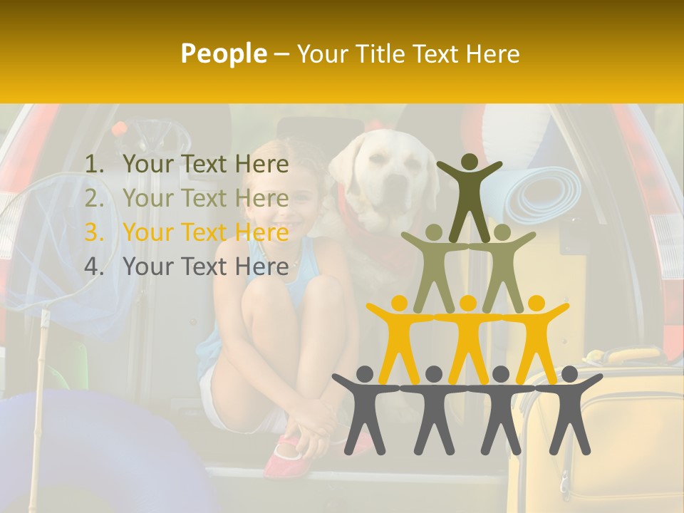 A Little Girl Sitting In The Back Of A Car With A Dog PowerPoint Template