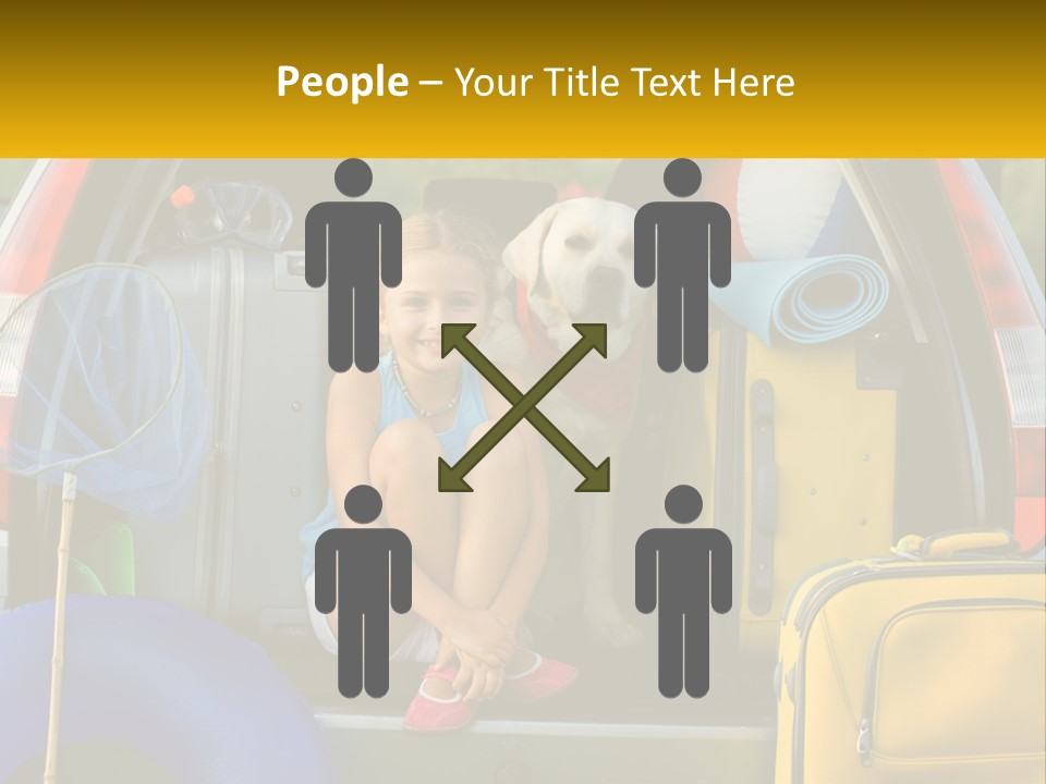 A Little Girl Sitting In The Back Of A Car With A Dog PowerPoint Template