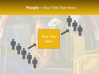 A Little Girl Sitting In The Back Of A Car With A Dog PowerPoint Template