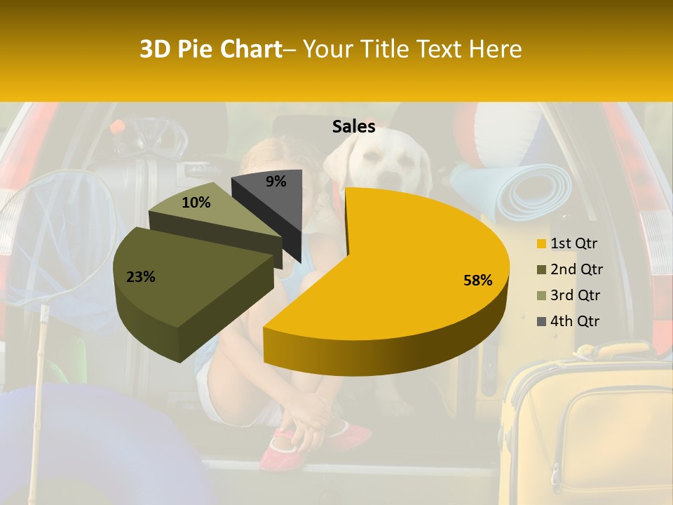 A Little Girl Sitting In The Back Of A Car With A Dog PowerPoint Template