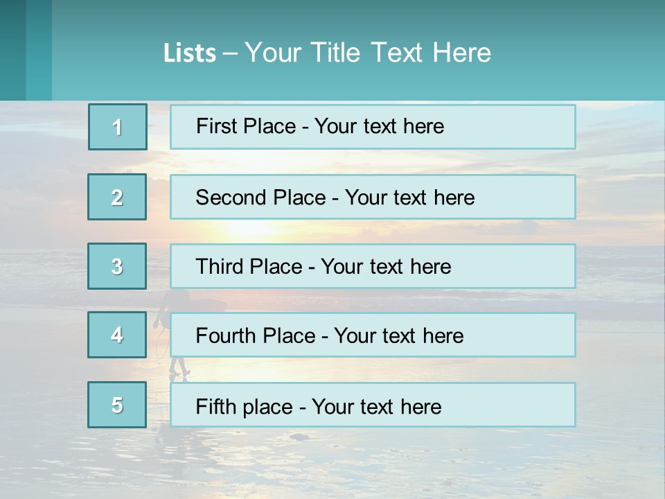 A Person Holding A Surfboard On A Beach At Sunset PowerPoint Template