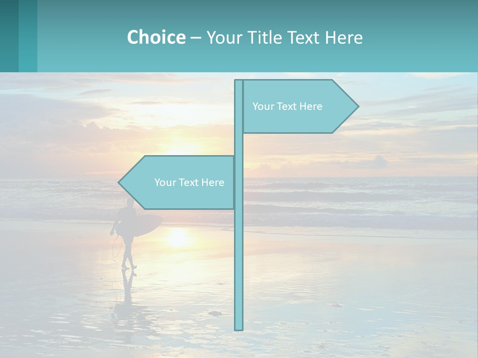 A Person Holding A Surfboard On A Beach At Sunset PowerPoint Template