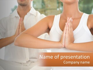 A Woman In A White Tank Top And A Man In A White Shirt Are Doing PowerPoint Template