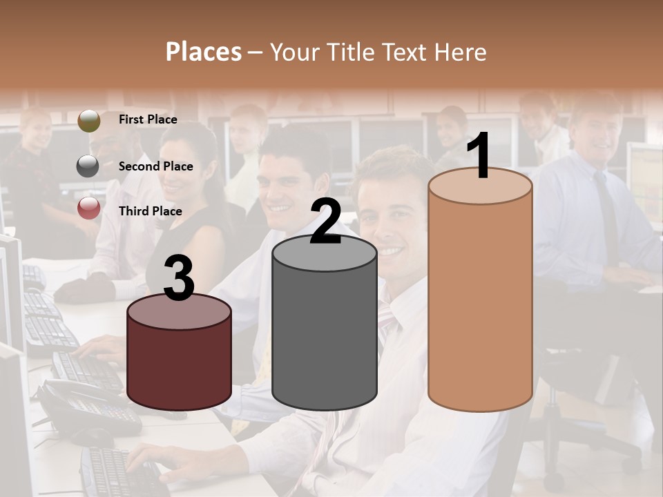 A Group Of People Sitting In Front Of Computers PowerPoint Template