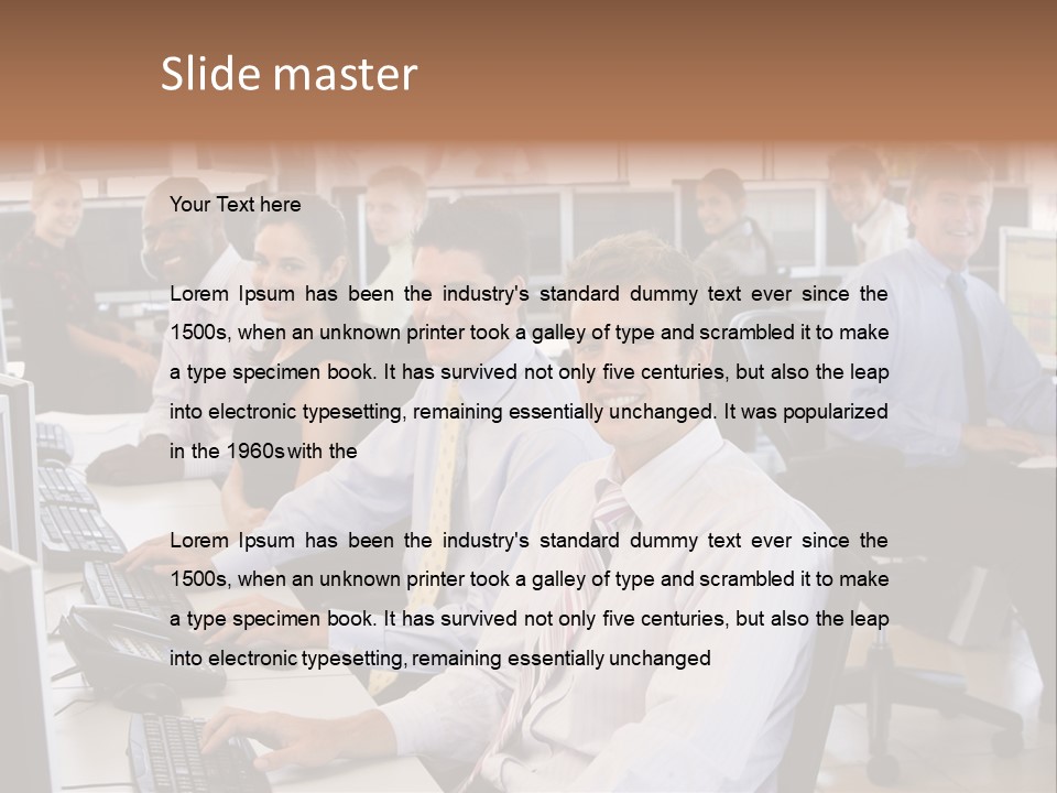 A Group Of People Sitting In Front Of Computers PowerPoint Template