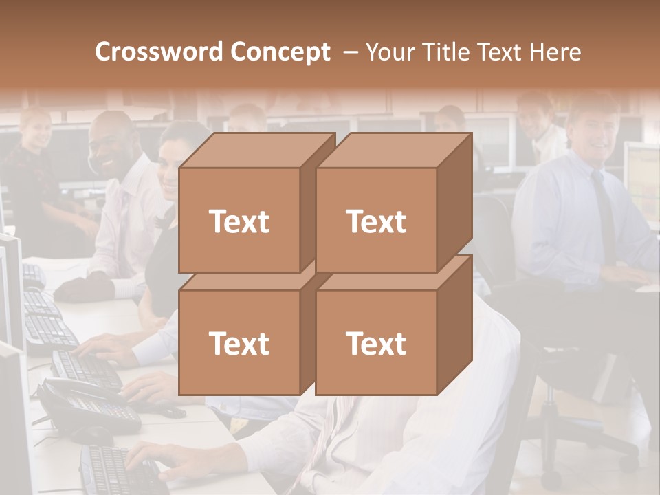 A Group Of People Sitting In Front Of Computers PowerPoint Template