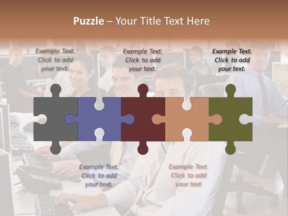 A Group Of People Sitting In Front Of Computers PowerPoint Template