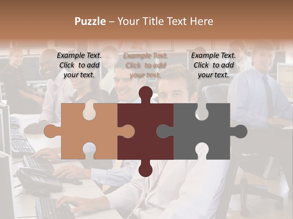 A Group Of People Sitting In Front Of Computers PowerPoint Template