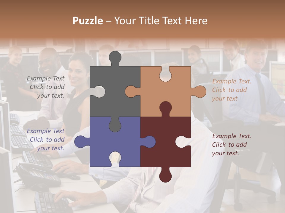 A Group Of People Sitting In Front Of Computers PowerPoint Template