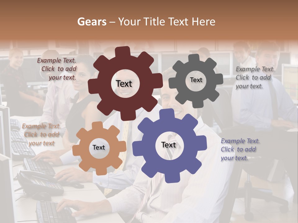 A Group Of People Sitting In Front Of Computers PowerPoint Template