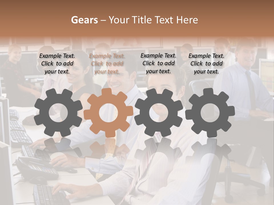 A Group Of People Sitting In Front Of Computers PowerPoint Template