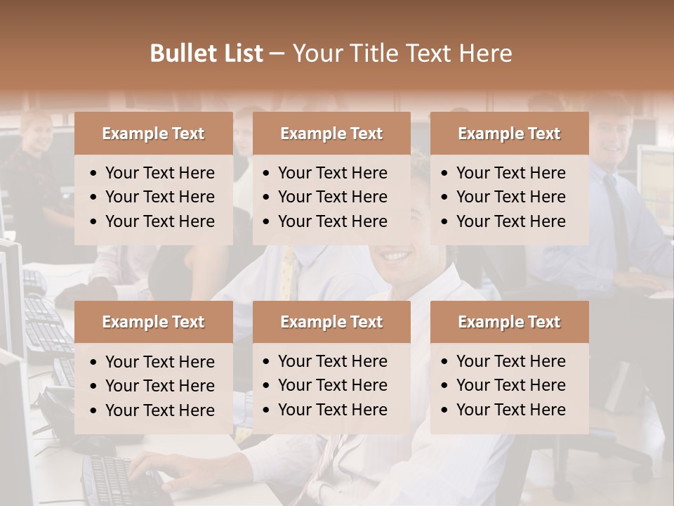 A Group Of People Sitting In Front Of Computers PowerPoint Template