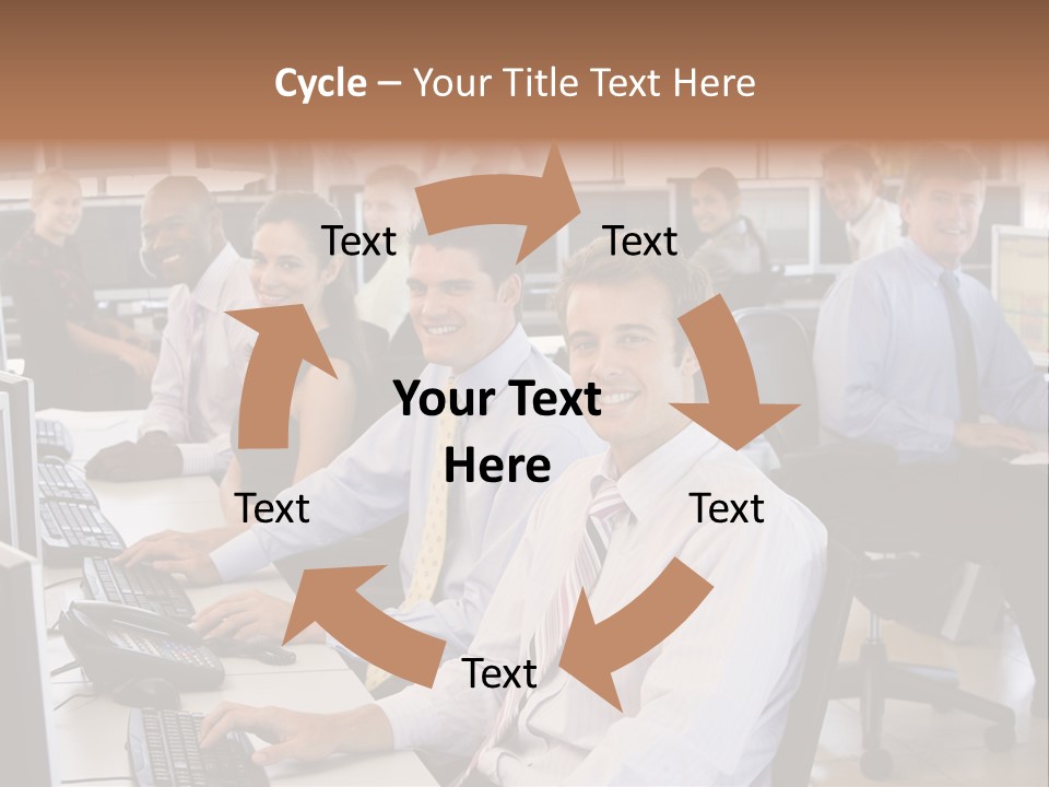 A Group Of People Sitting In Front Of Computers PowerPoint Template