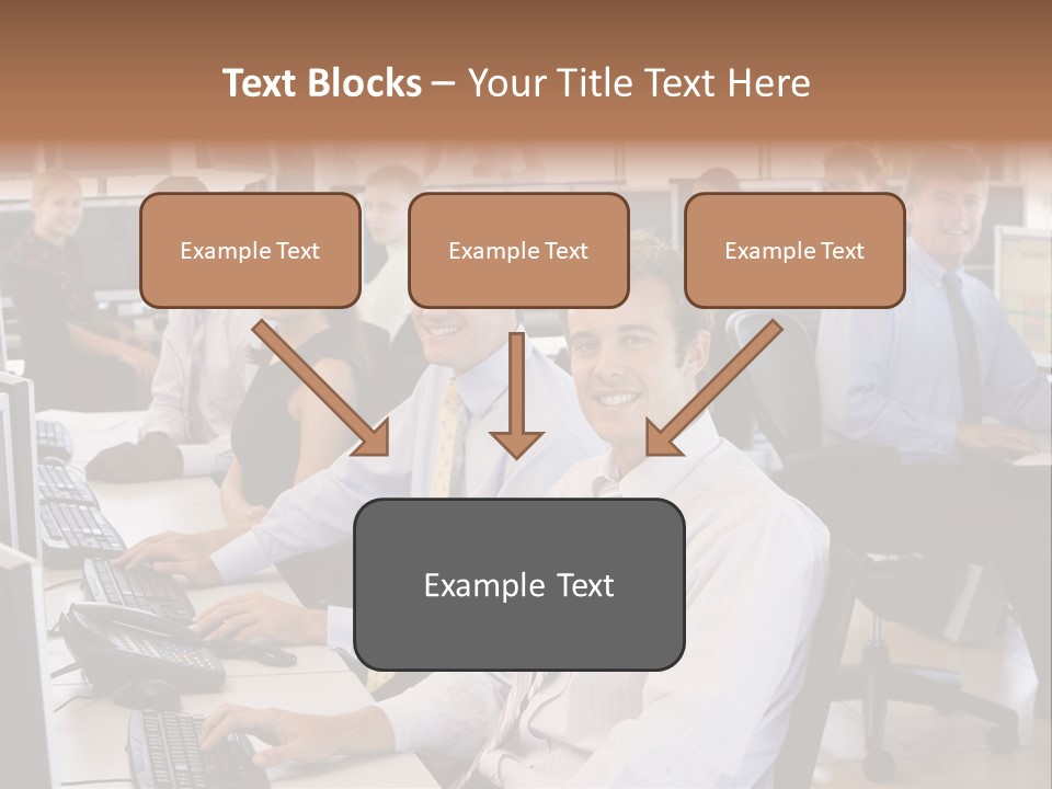 A Group Of People Sitting In Front Of Computers PowerPoint Template