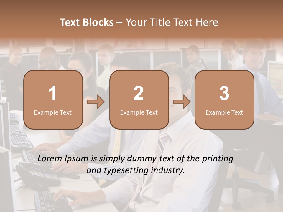 A Group Of People Sitting In Front Of Computers PowerPoint Template