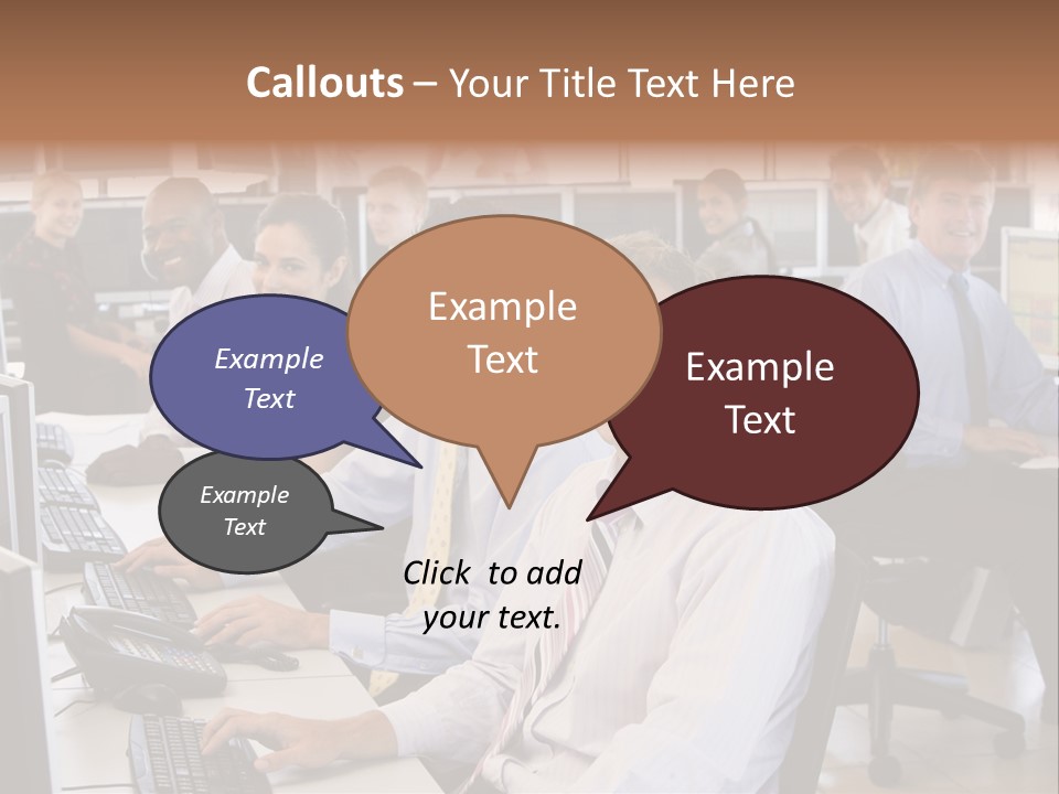 A Group Of People Sitting In Front Of Computers PowerPoint Template