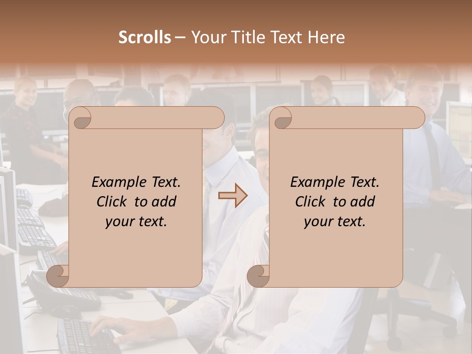 A Group Of People Sitting In Front Of Computers PowerPoint Template