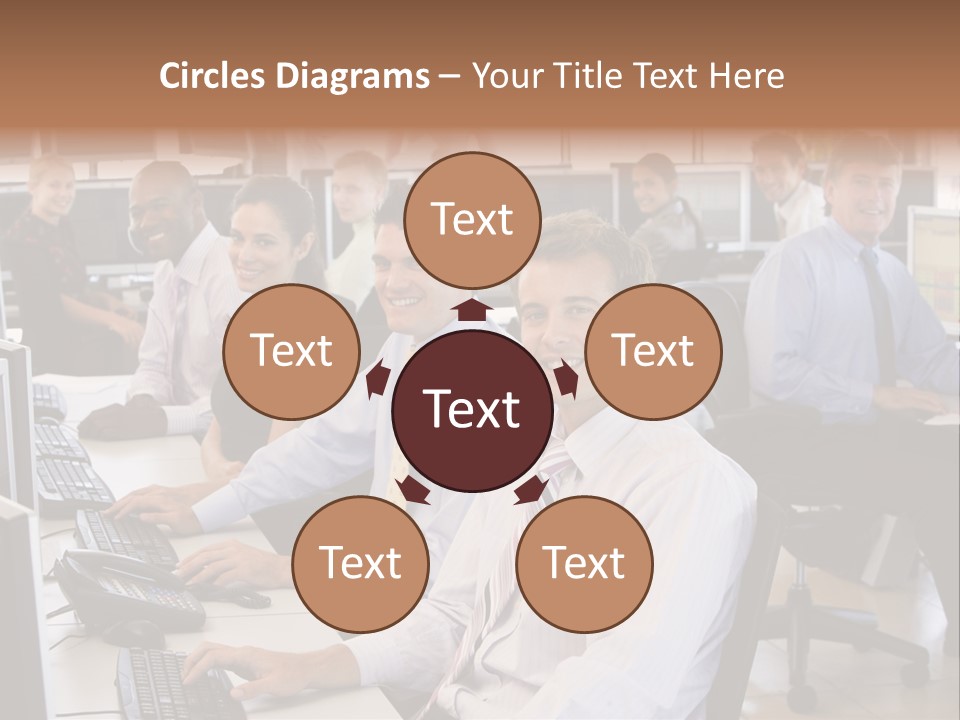 A Group Of People Sitting In Front Of Computers PowerPoint Template