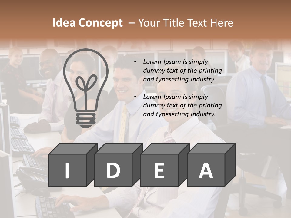 A Group Of People Sitting In Front Of Computers PowerPoint Template