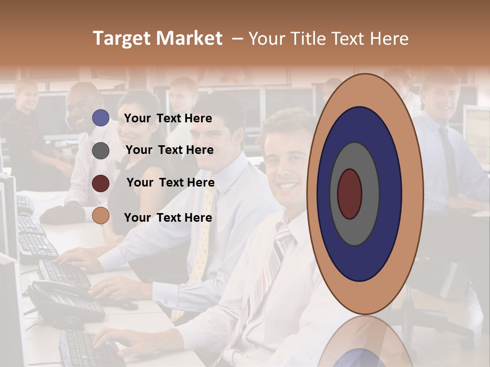 A Group Of People Sitting In Front Of Computers PowerPoint Template