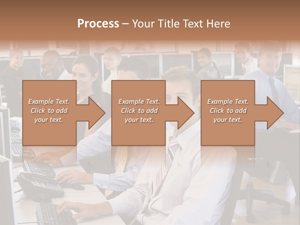 A Group Of People Sitting In Front Of Computers PowerPoint Template