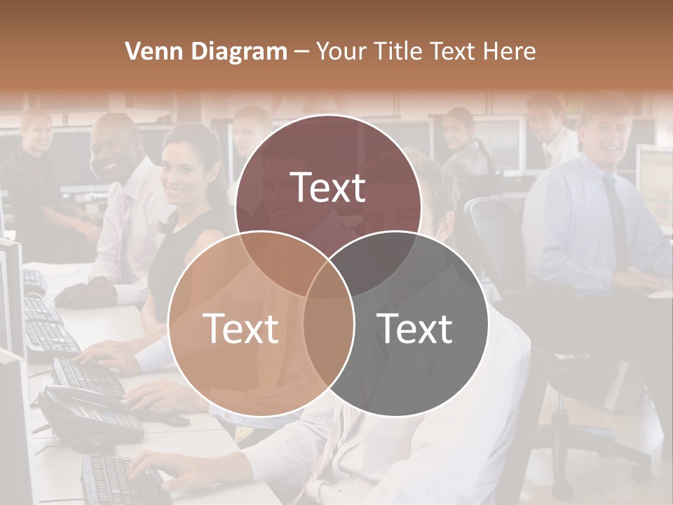 A Group Of People Sitting In Front Of Computers PowerPoint Template