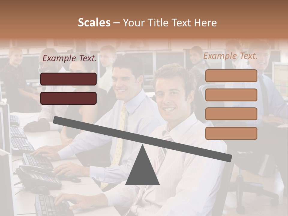 A Group Of People Sitting In Front Of Computers PowerPoint Template